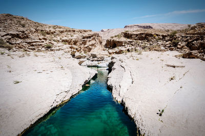 River in a beautiful wadi in the sultanate of oman, middle east, arabian peninsula 