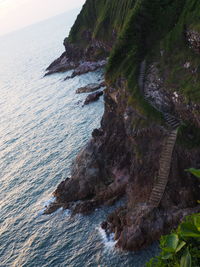 High angle view of rocks on beach