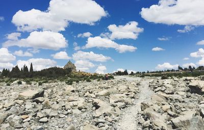 Scenic view of land against sky