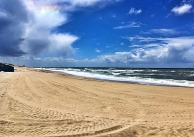 Scenic view of beach against sky