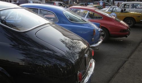 High angle view of cars on road