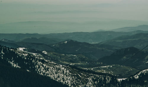 High angle view of mountains against sky