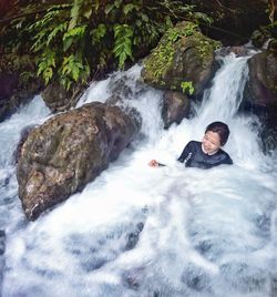 Scenic view of waterfall