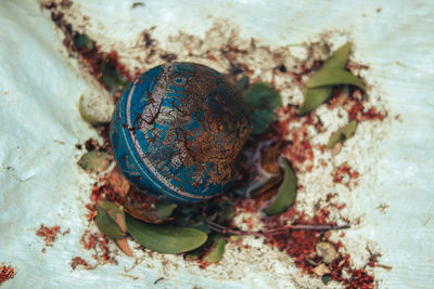 High angle view of rusty metal