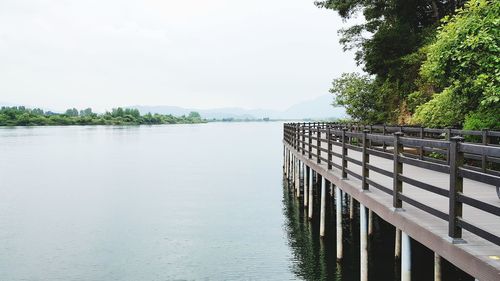 Scenic view of lake against clear sky