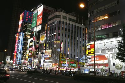 View of city street at night