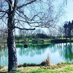 Scenic view of lake against sky