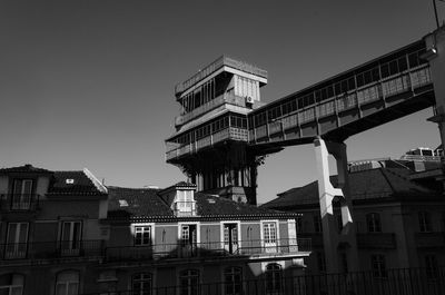 Low angle view of buildings against clear sky