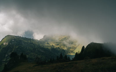 Scenic view of mountains against sky