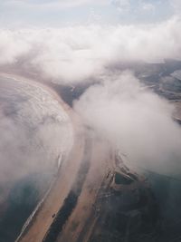 Scenic view of sea against cloudy sky