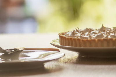 Close-up of dessert on table