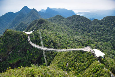 Langkawi sky bridge is a curved pedestrian cable-stayed, suspension bridge offering scenic walks