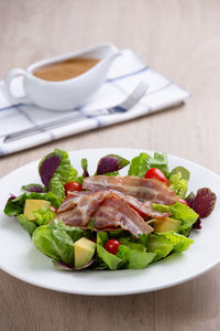 Close-up of salad served in plate