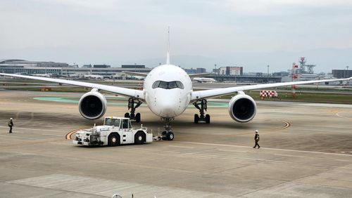 Airplane on airport runway