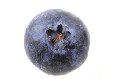 High angle view of apple against white background