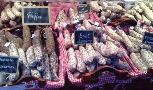 Food for sale at market stall