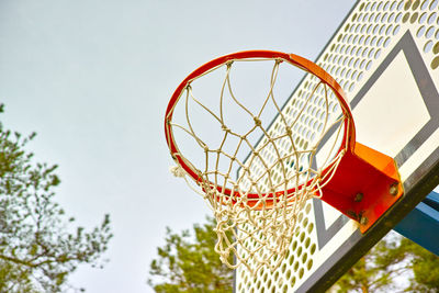 Low angle view of basketball hoop against sky