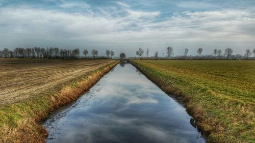 Scenic view of landscape against cloudy sky