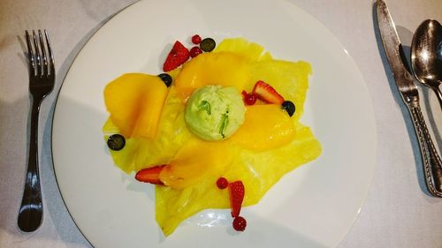 Close-up of fruits in plate