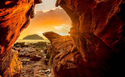 Rock formations at sunset