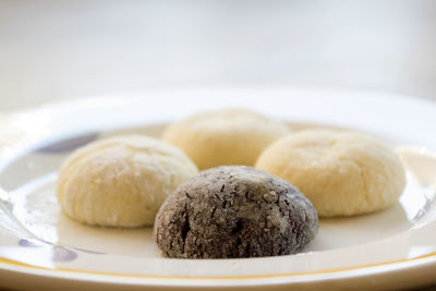 Close-up of dessert in plate on table