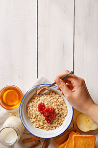 Woman having breakfast