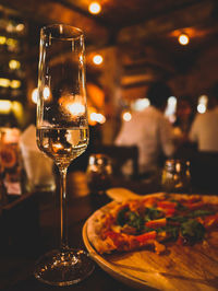 Close-up of wine glass on table