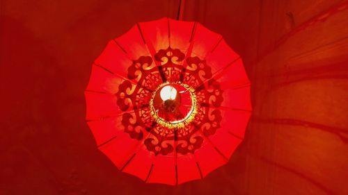Low angle view of illuminated lantern