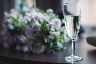 Close-up of wine glass on table