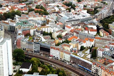 High angle shot of residential buildings
