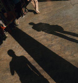 Shadow of people on road