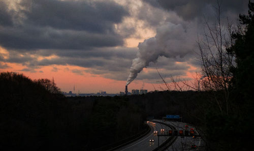 Dramatic sky over road