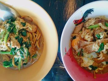 Close-up of food served on table