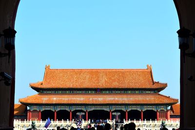 Group of people in front of building