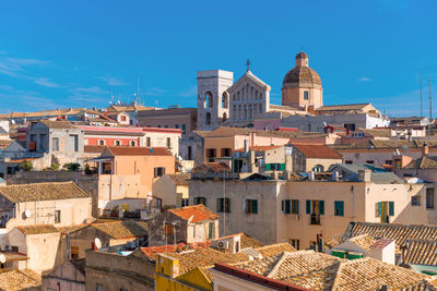 High angle view of townscape against sky