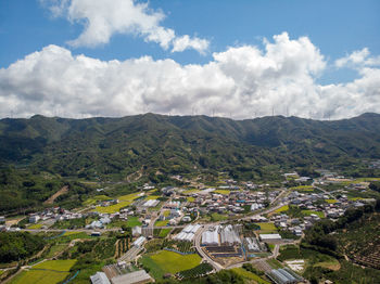 High angle view of townscape against sky