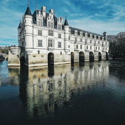 Reflection of building in water