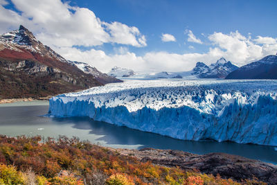 Scenic view of snow covered mountains