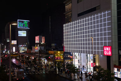 Illuminated city at night