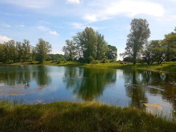 Scenic view of lake against sky