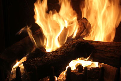 Close-up of bonfire at night