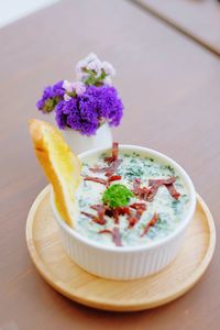 Close-up of food in bowl on table