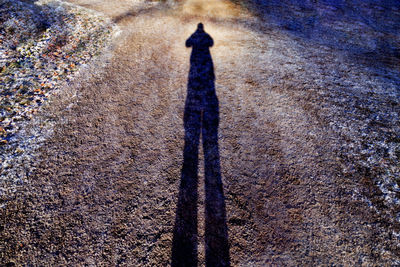 Shadow of person on road