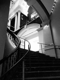 Low angle view of spiral staircase of building