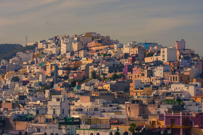 High angle view of townscape against sky