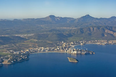 Aerial view of city at waterfront