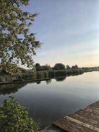 Scenic view of lake against sky