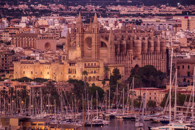 Aerial view of buildings in city