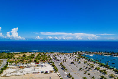 High angle view of sea against sky