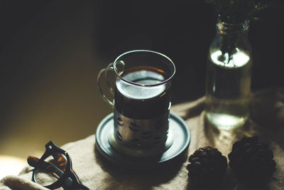 Close-up of drink in glass on table